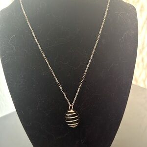 Gorgeous genuine black onyx caged hand made necklace!